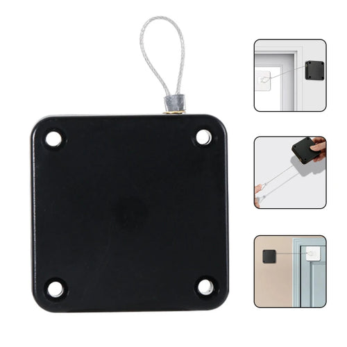 Punch-Free Automatic Door Closer - matte black adhesive unit